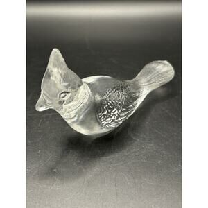 Vintage Collectible Fenton Clear Glass Cardinal Blue Jay Figurine 5.25”